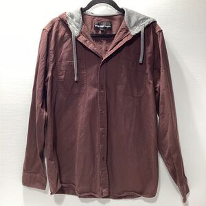 Molokai Surf Co. NWOT Maroon Hooded Button Up Jacket Size L 100% Cotton